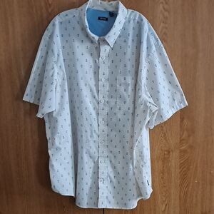 Izod White and Blue Casual Button Down Shirt